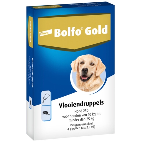 2x Bolfo Gold Anti Vlooiendruppels Hond 10 - 25 kg 4 pipetten
