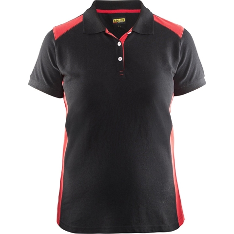 Blåkläder Dames poloshirt piqué 33901050 | Zwart/Rood | Maat XL - 7330509479599