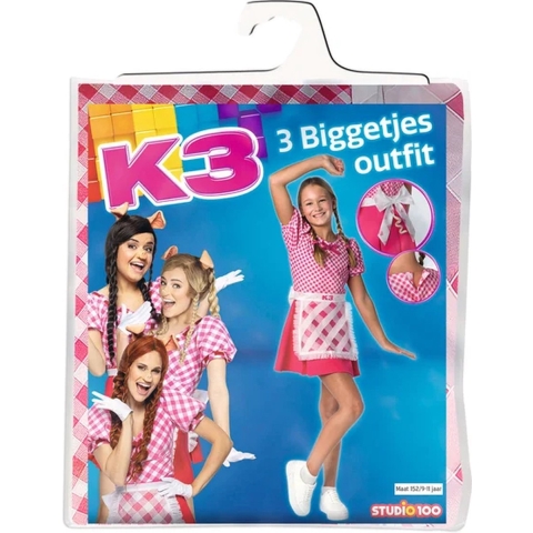 K3 verkleedkleding - verkleedjurk De 3 Biggetjes - 9/11 jaar - Maat 152