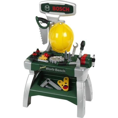 Klein Toys Bosch Junior werkbank - 49x29x71 cm - incl. leerfunctie, bankschroef, opbergmogelijkheden voor de vele onderdelen - groen