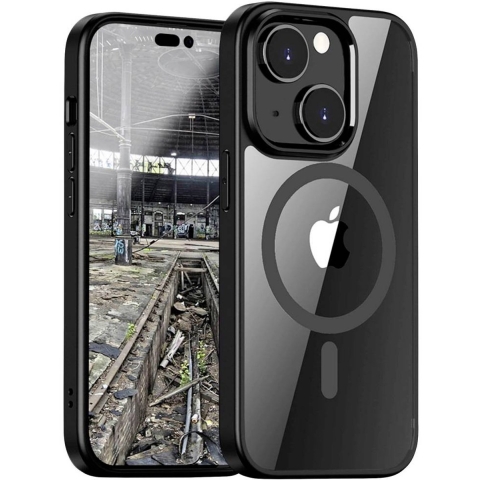 JT Berlin Pankow Hybrid MagSafe Backcover Apple iPhone 15 Zwart, Transparant MagSafe compatible