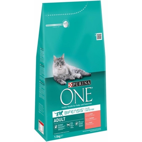 PURINA® ONE Adult Rijk aan Zalm & Volkoren Granen brokjes 1,5 kg