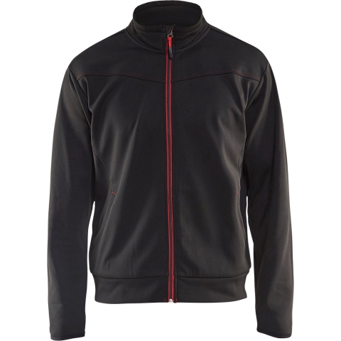 Blåkläder Service Sweatshirt met rits 33622526 | Zwart/Rood | Maat XXL - 7330509550946