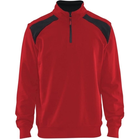 Blåkläder Sweatshirt bicolour met halve rits 33531158 | Rood/Zwart | Maat XS - 7330509596999