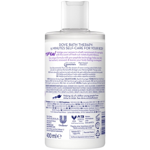 3x Dove Bath Therapy Renew Badschuim&Douchgel 400 ml
