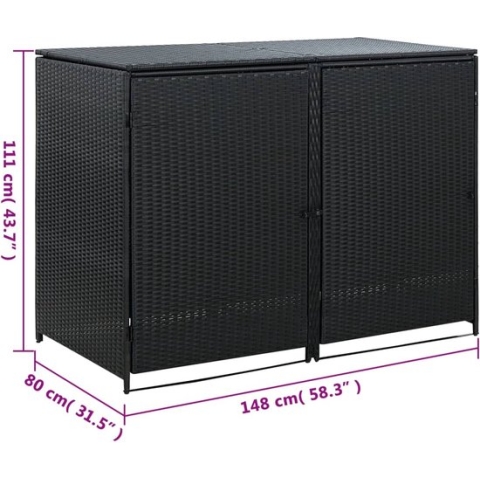 vidaXL-Containerberging-dubbel-148x80x111-cm-poly-rattan-zwart