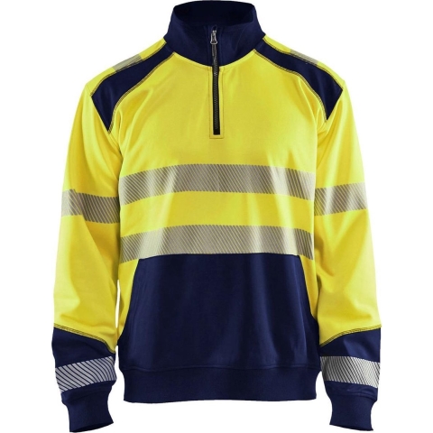 Blåkläder Sweatshirt halve rits High-Vis 35562528 | High-Vis Geel/Marineblauw | Maat XXL - 7330509610152