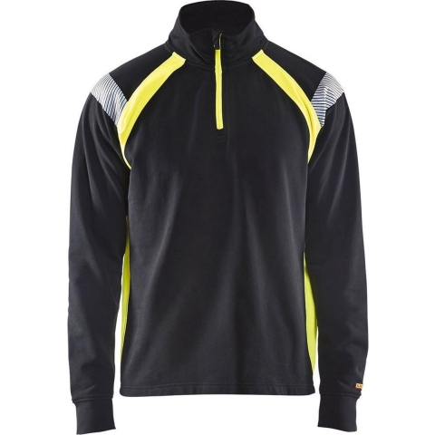 Blåkläder Sweatshirt halve rits Visible 34321158 | Zwart/High-Vis Geel | Maat 3XL - 7330509595602