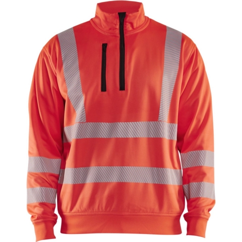 Blåkläder High-Vis Sweatshirt halve rits 35642538 | High-Vis Rood | Maat S - 7330509831649