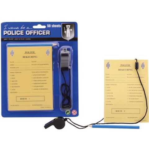 Johntoy Politie Bonnenboekje met Potlood en Fluit