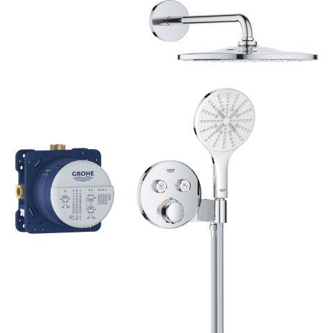 Precision SmartControl 310 - Douchesysteem (310 mm douchekop met 1 straalsoort, handdouche 3 straal, universele inbouwdoos, 150 cm doucheslang), rond, chom, 34877000