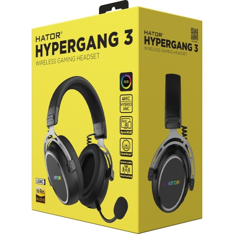 HATOR Hypergang 3 Wireless Noise Cancelling RGB Gaming Headset Zwart