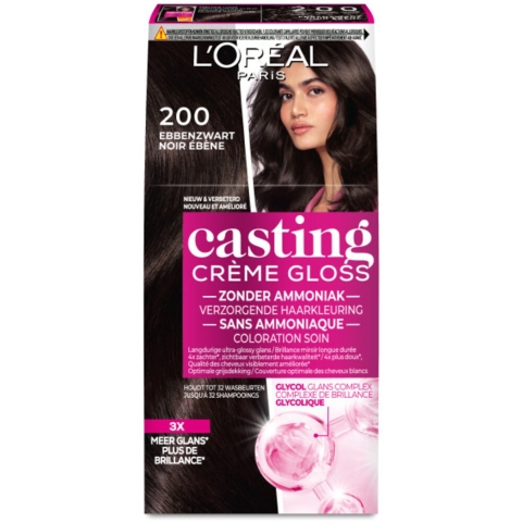3x L'Oréal Casting Crème Gloss Semi-Permanente Haarkleuring 200 Zeer Donkerbruin