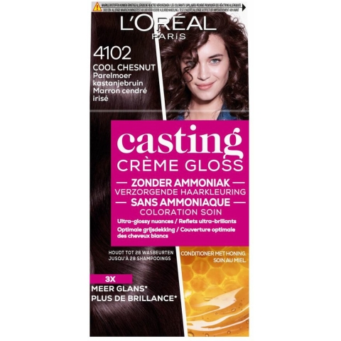 2x L'Oréal Casting Crème Gloss Semi-Permanente Haarkleuring 4102 Parelmoer Kastanjebruin
