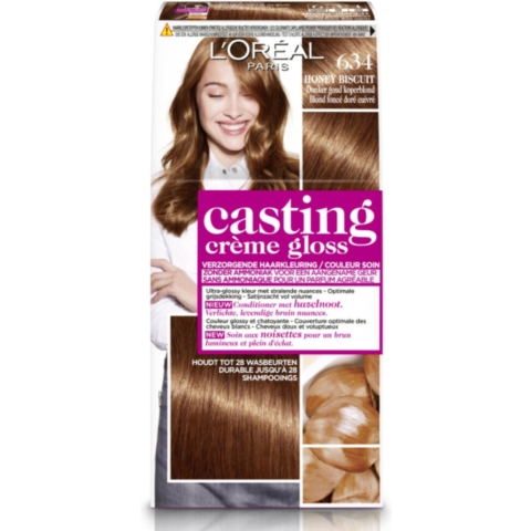 2x L'Oréal Casting Crème Gloss Semi-Permanente Haarkleuring 634 Donker Goud Koperblond