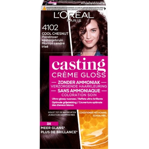 3x L'Oréal Casting Crème Gloss Semi-Permanente Haarkleuring 4102 Parelmoer Kastanjebruin