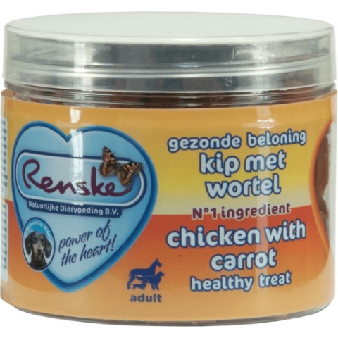 Renske Gezonde Beloning Hartjes - Hondensnack - Kip & Wortel - 100 g