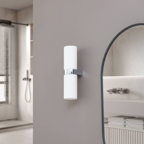 Lucande - Basolo Wandlamp H31,5 IP44 Chroom