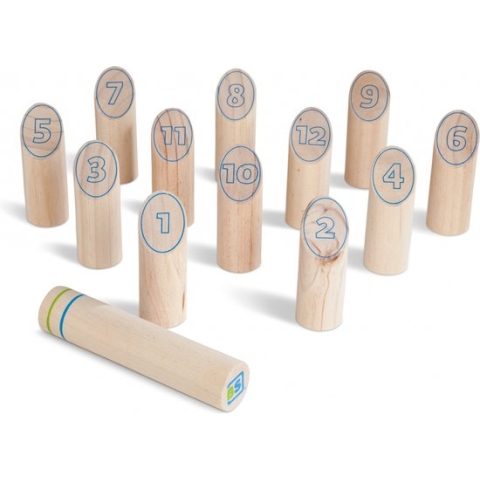 BS Toys Fins Werpspel - Kubb Spel - Buitenspeelgoed vanaf 8 Jaar - Stok Gooien - Kegelspel - 12 Houten Paaltjes - Kubb spel original - Kubb familiespel - Houten speelgoed - Buiten speelgoed - Buitenspel - Buiten Spellen - Tuin Speelgoed