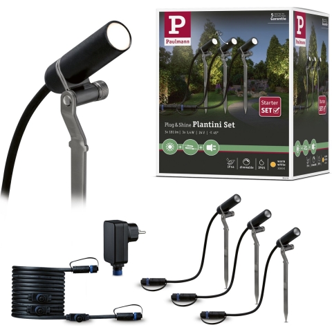 Paulmann - Plug & Shine 3 LED Tuinlamp Plantini IP65 Anthracite