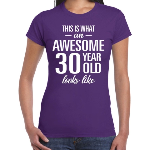 Awesome 30 year / 30 jaar cadeau t-shirt paars dames XL -