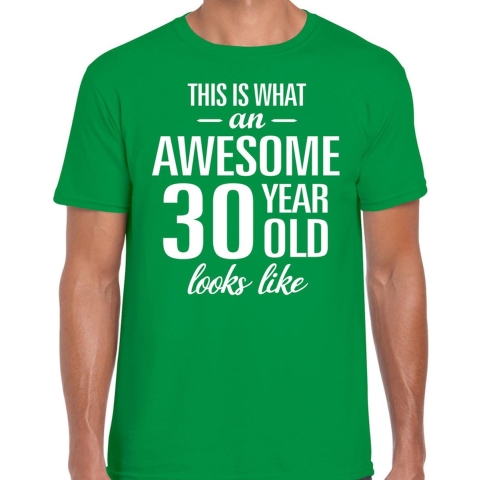 Awesome 30 year / 30 jaar cadeau t-shirt groen heren S -