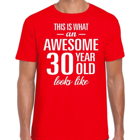 Awesome 30 year / 30 jaar cadeau t-shirt rood heren XL -