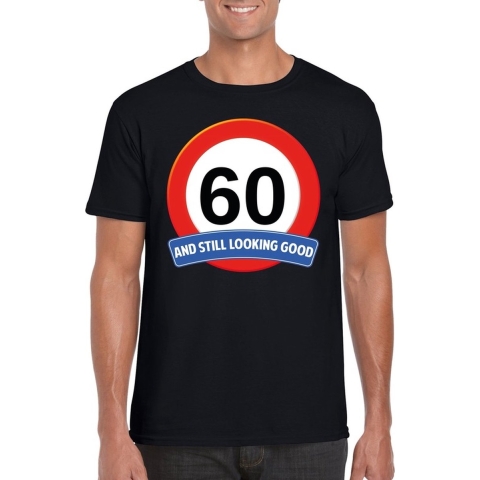 Verkeersbord 60 jaar t-shirt zwart heren M -