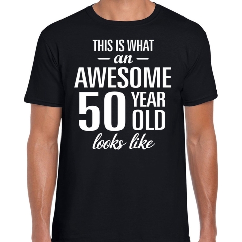Awesome 50 year / 50 jaar cadeau t-shirt zwart heren M -