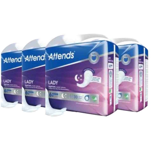 4x Attends Lady Night Pads 30 stuks