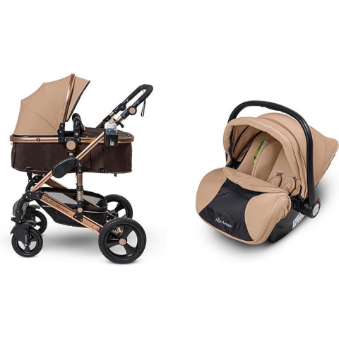 Mio Amore 3 in 1 kinderwagen Bologna incl. autostoel (Goudkleurig)