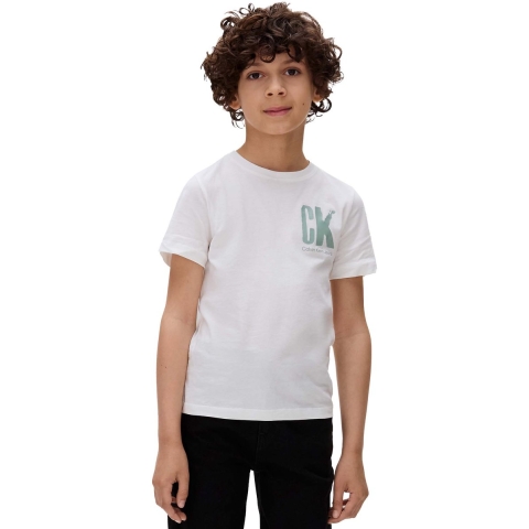 Calvin Klein T-Shirt - Borst Surf Grafisch - Bright White - Calvin Klein - 8 jaar (128) - T-Shirt
