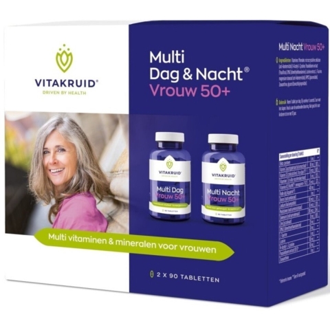 Gratis Verzending: 2x Vitakruid Vrouw 50+ Multi Dag Nacht 2x90 tabletten