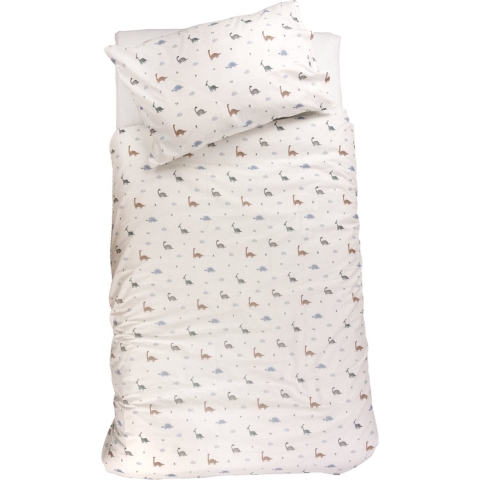 Dekbedovertrek + Kussensloop Peuterbed Funnababy 120x150 Dino/Sand