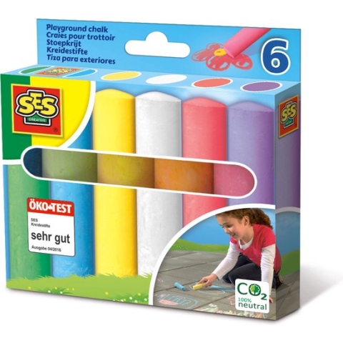 SES - Stoepkrijt - 6 stuks - sterk - makkelijk afwasbaar