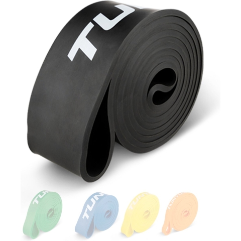 Tunturi Power Band - Weerstandsband 25 tot 65 kg– Pull up Resistance Band - Fitness Elastiek – 104 cm - Incl Trainingsapp - Zwart