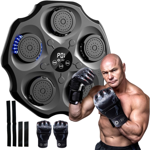 BP® Boxing Machine - Boksmachine - Boksen en Trainen - Box Machine - Inclusief Bokshandschoenen - Bokszak/ Boksbal - USB - Oplaadbaar - Met Bluetooth Muziek - Zwart