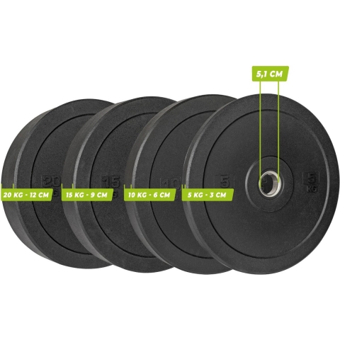 VirtuFit Bumper Plate Set - Olympische Halterschijven van Rubber - 100 kg