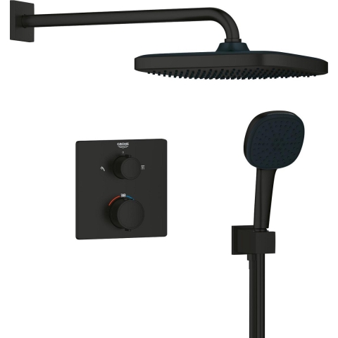 GROHE QuickFix Precision inbouw douchesysteem - Vierkant opbouwdeel - Matte Black