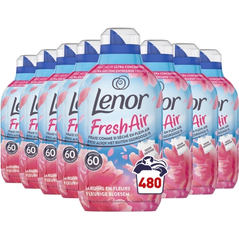 8x Lenor Wasverzachter Fresh Air Bloesem 60 Wasbeurten 840 ml