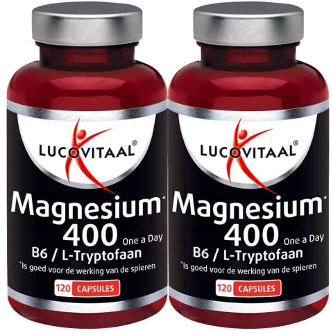 Gratis Verzending: 2x Lucovitaal Magnesium 400 met l-tryptofaan 120 capsules