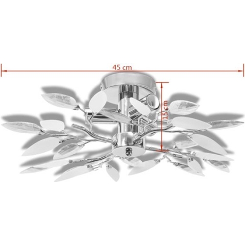 vidaXL Plafondlamp met kristal bladeren 3xE14 acryl wit en transparant