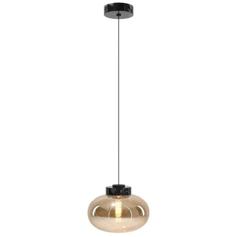 Maxlight Moonstone - Hanglamp - Ø 45 X 150 Cm - Amber Glas En Zwart