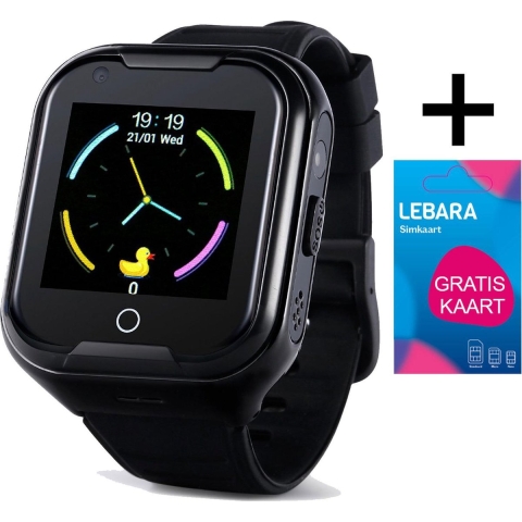 4G Smartwatch Kinderen met Simkaart - GPS Horloge Tracker - SOS Functie - Zaklamp - Camera - SOS Functie - Kinder - Kids - Zwart