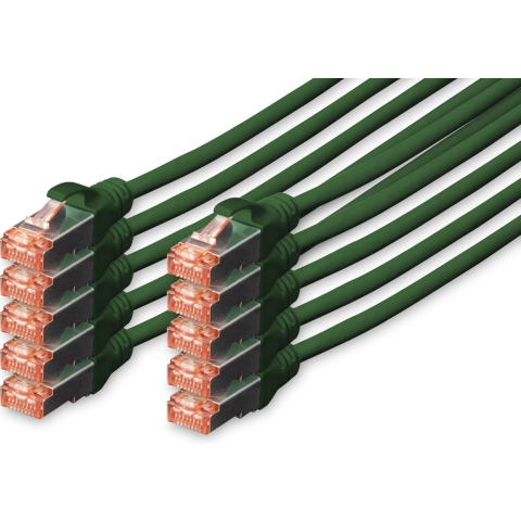 Digitus DK-1644-050-G-10 RJ45 Netwerkkabel, patchkabel CAT 6 S/FTP 5.00 m Groen Folie afscherming, Afscherming totaal, Afgeschermd, Halogeenvrij, Simplex,