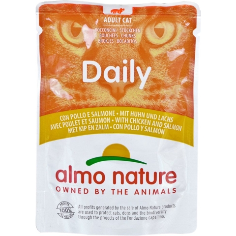 Almo Nature Daily met kip en zalm natvoer kat (70 g) 60 x 70 g