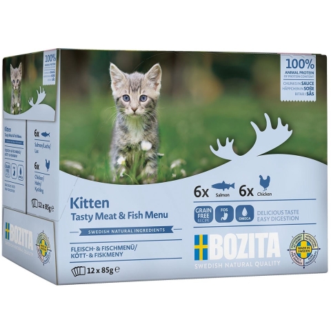Bozita Kitten met vlees & vis in saus multipack natvoer kat 24 x 85 g