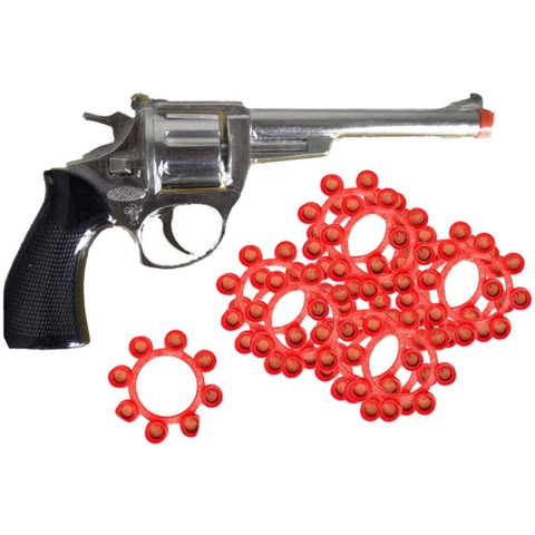 Speelgoed Revolver/pistool met plaffertjes voor een cowboy - metaal - 288 shots - verkleed spullen -