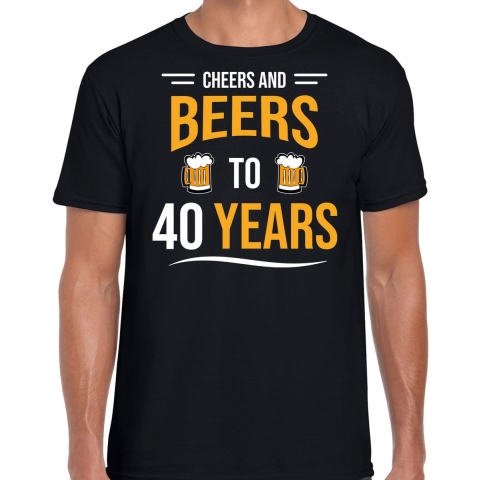 Cheers and beers 40 jaar verjaardag cadeau t-shirt zwart voor heren L -