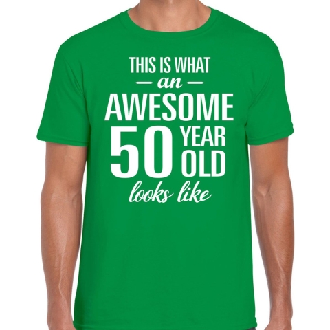 Awesome 50 year / 50 jaar cadeau t-shirt groen heren M -